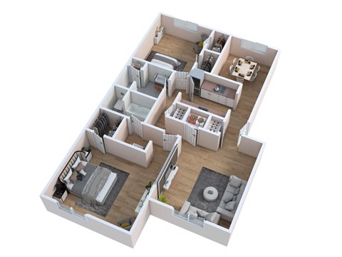 3d floor plan of a 2100 sq ft home